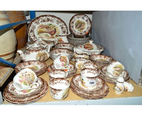 ROYAL WORCESTER PALISSY 'GAME SERIES' DINNER/TEA WARES FOR EIGHT PLACE SETTING, to include serving dishes, a meat platter and