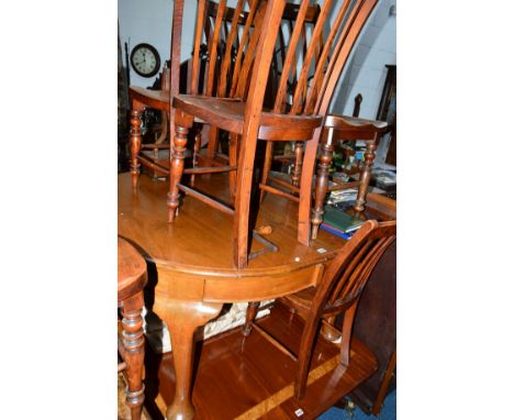 A VICTORIAN MAHOGANY OVAL TOPPED WIND OUT DINING TABLE, with two additional leaves, approximate extended width 205cm x closed