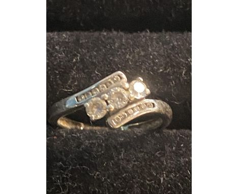 A 9ct white gold and CZ ring 1.84g size K 