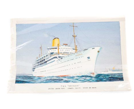 JOHN NICHOLSON (BRITISH, 1920-2003), THIRTEEN WATERCOLOURS OF OCEAN LINERS comprising Arcadia, Andes, Chusan, Ocean Monarch, 
