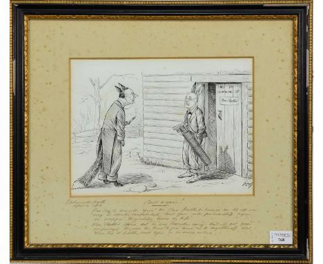 FRANCIS CARRUTHERS GOULD (BRITISH 1844-1925), Call Again! ORIGINAL POLITICAL SATIRICAL CARTOON,pencil and ink on paper, signe
