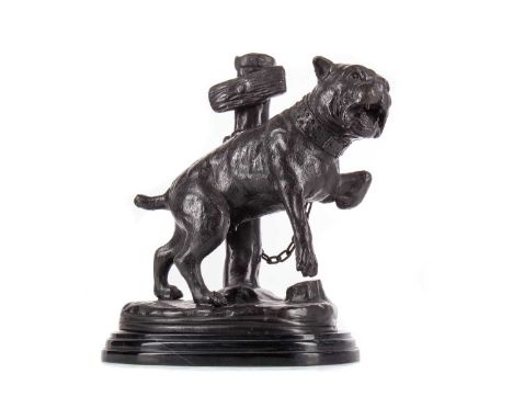 AFTER PROSPER LeCOURTIER (FRENCH, 1851-1924), BRONZED RESIN MODEL 'BEWARE OF THE DOG' SECOND HALF OF THE 20TH CENTURY modelle