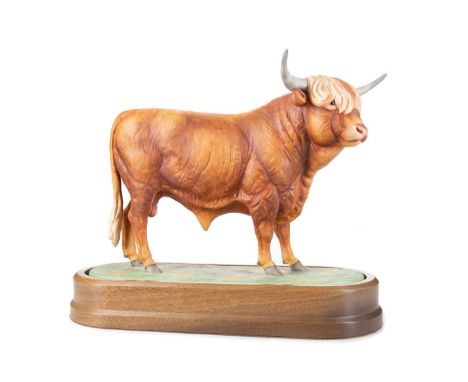 ROYAL WORCESTER MODEL OF A HIGHLAND BULL circa 1977 modelled by Doris Lindner, no. 131 of a limited edition of 500, stamped m