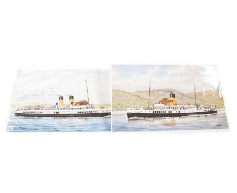 JOHN NICHOLSON (BRITISH, 1920-2003), SIX WATERCOLOURS OF CLYDE STEAMERS comprising Queen Mary II, Caledonia, Duchess of Montr