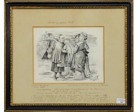 FRANCIS CARRUTHERS GOULD (BRITISH 1844-1925), History Repeats Itself ORIGINAL POLITICAL SATIRICAL CARTOON,pencil and ink on p