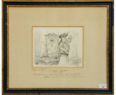 A FRANCIS CARRUTHERS GOULD (BRITISH 1844-1925), A Little Pigtail... ORIGINAL POLITICAL SATIRICAL CARTOON,pencil and ink on pa