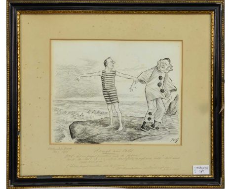 FRANCIS CARRUTHERS GOULD (BRITISH 1844-1925), Rough and Cold ORIGINAL POLITICAL SATIRICAL CARTOON,pencil and ink on paper, si