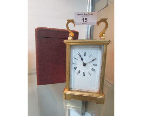 Carriage clock and case (glass damaged)