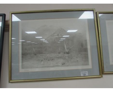 Framed print signed 'Wyllie'