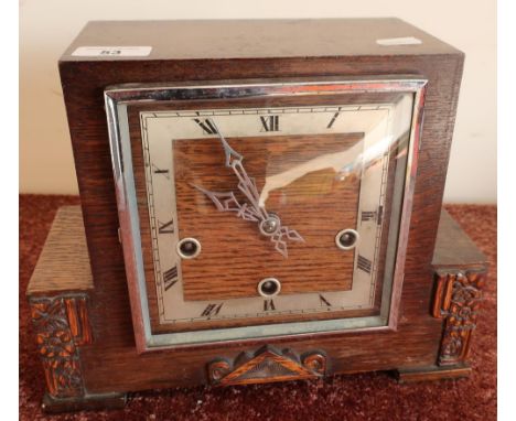 1920s oak cased Art Deco mantel clock 