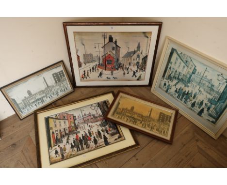After LS Lowry: 'Outside the Mill' holograph print and four other prints after LS Lowry