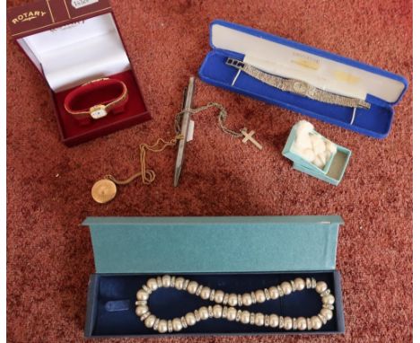 Boxed ladies Rotary wristwatch, Accurist ladies wristwatch, bracelet stamped 925, various costume jewellery etc 