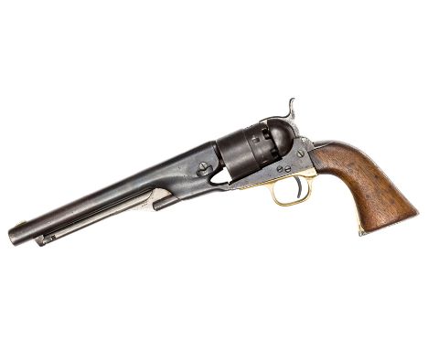 A 6 shot .44” Colt Model 1860 Army percussion revolver, number 157540 (1866) on all parts, the barrel retaining traces of New