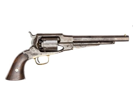 A 6 shot .44” Remington 1861 Old Model Army percussion revolver, number 9100 (on frame beneath grips, the barrel number overs