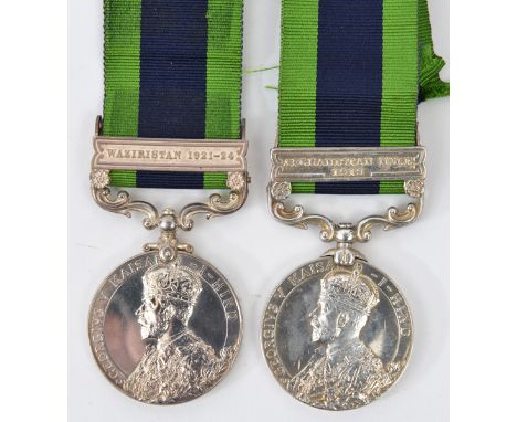 I.G.S. 1908, 1 clasp Afghanistan NWF 1919 (905632 Gnr R Rumsey RA), GVF; another, 1 clasp Waziristan 1921-24 (1022140 Gnr G.E