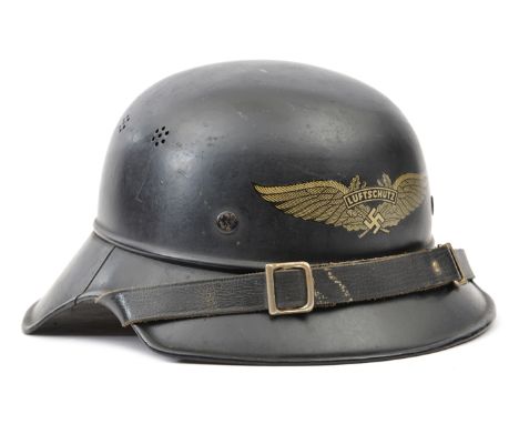 A good Third Reich Luftschutz Bund wardens steel helmet,  all original finish and internal markings, leather chinstrap lining
