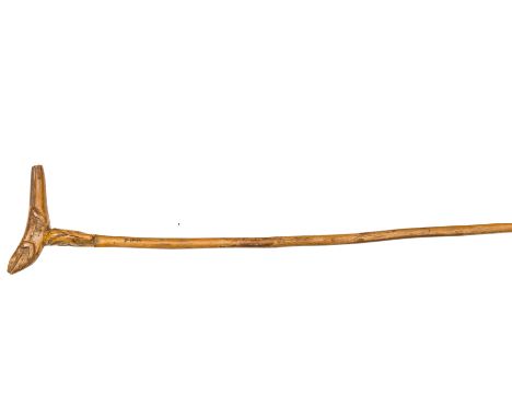 An interesting St Helena French POW carved walking stick,  slender, irregular haft, engraved at the top “St Helena/POW”, smal