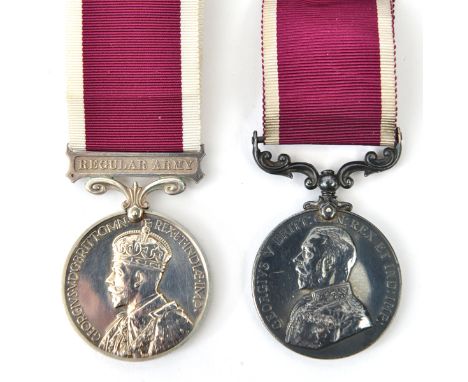Army LS & GC Geo V 1911-20 type (535294 Sjt J E Singleton 13-18 Hrs) VF; another,  Geo V Regular Army bar (1415762 Sjt J R Ma