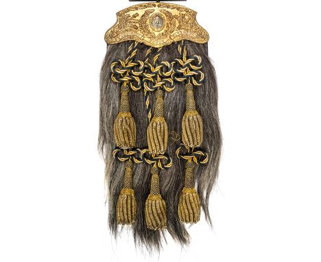 A post 1902 officer’s full dress sporran of The Queen’s Own Cameron Highlanders, embossed gilt cantle bearing regimental badg