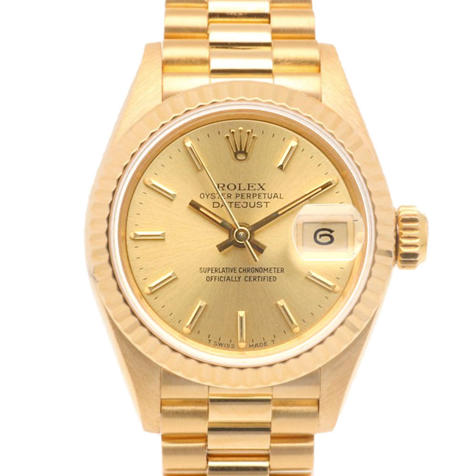 Rolex Datejust Oyster Perpetual Watch 18K 69178 Automatic Ladies ROLEX No. 96 1986 Model Overhauled