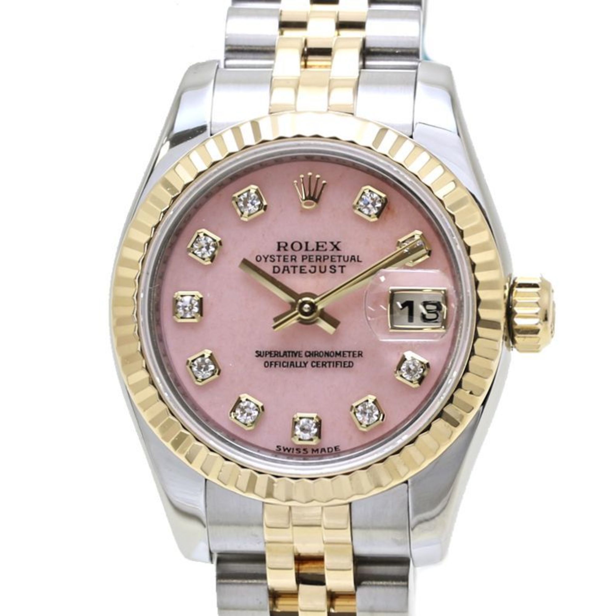 ROLEX Rolex Datejust 10P Diamond Pink Opal 179173OPG Z Series 18KYG Yellow Gold x Stainless Steel La
