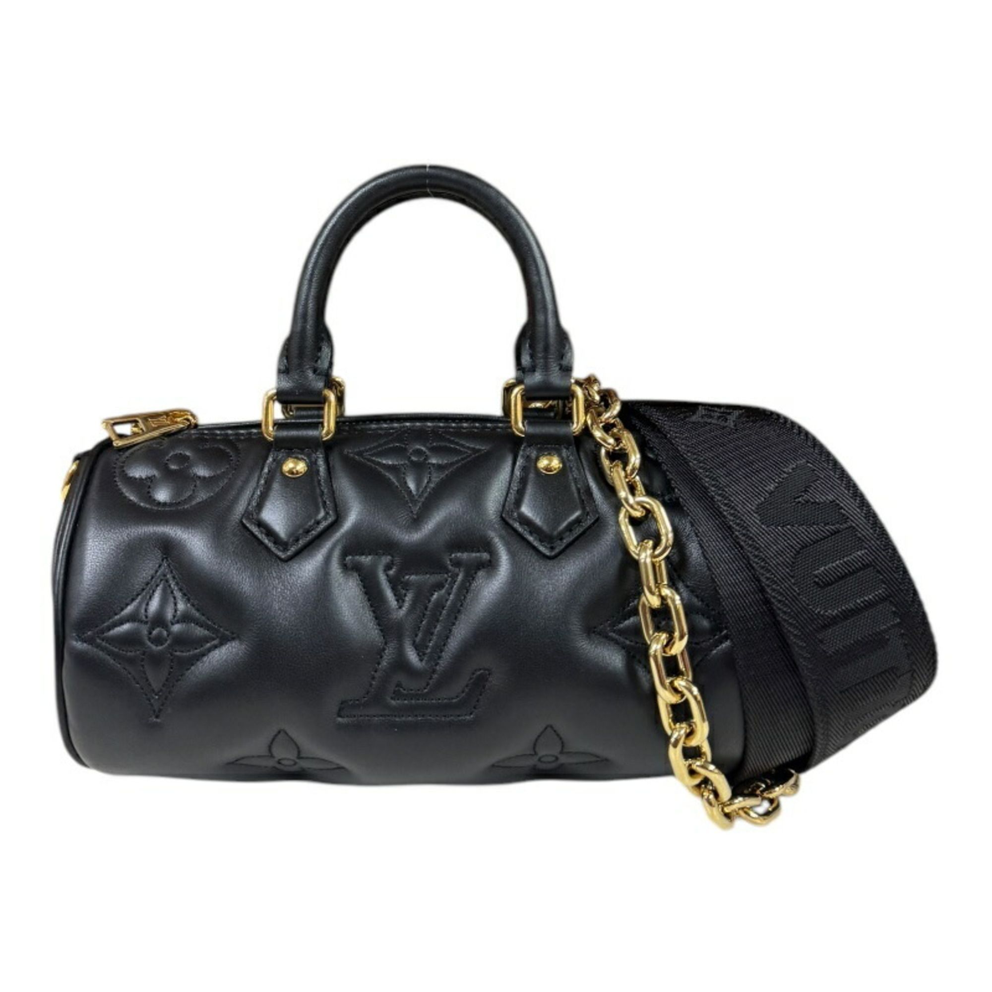 Louis Vuitton Papillon BB Bubble Gram Shoulder Bag Leather M59800 Black Women's LOUIS VUITTON