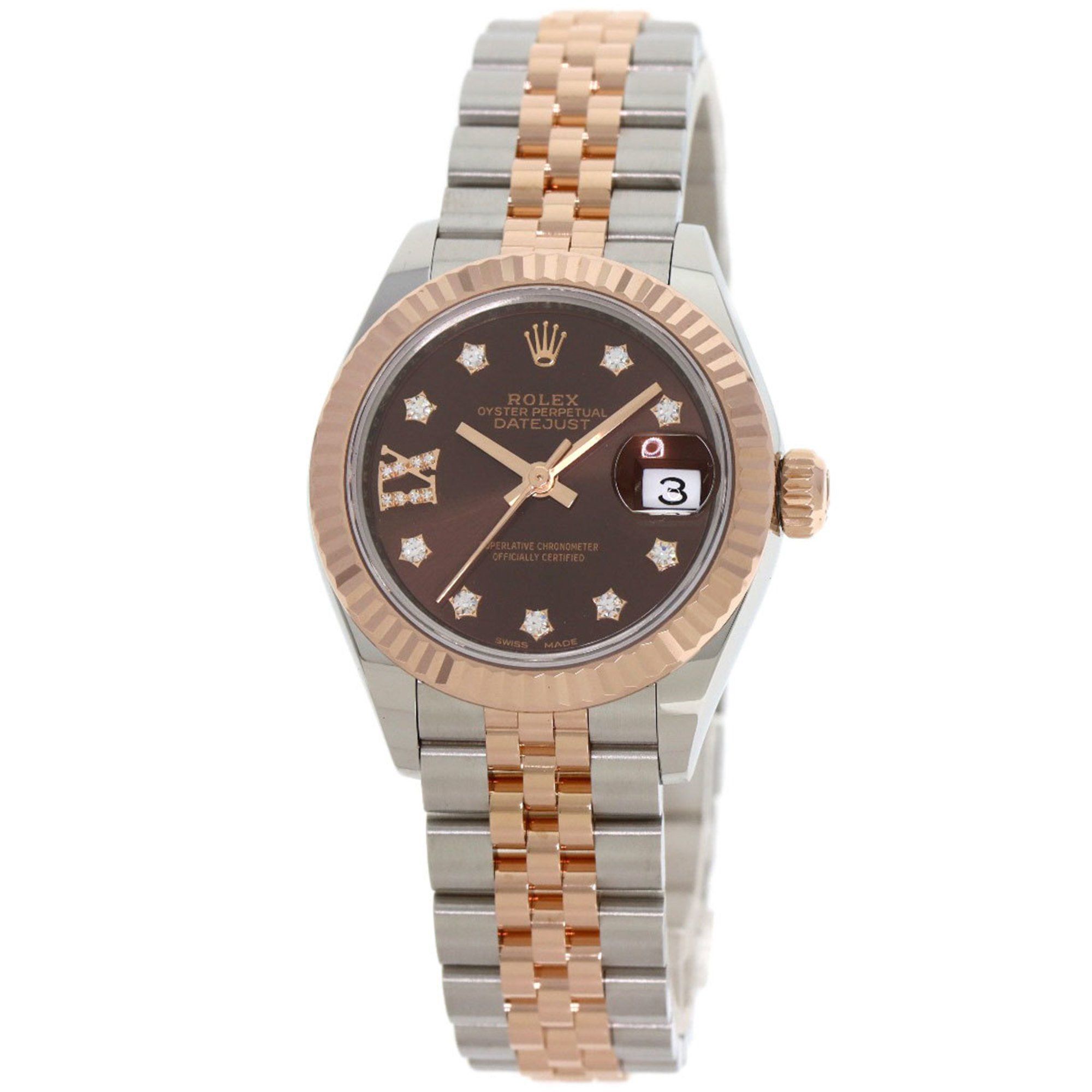 Rolex 279171G Datejust 9P Star Diamond Watch Stainless Steel SSxK18PG Everose Gold Ladies