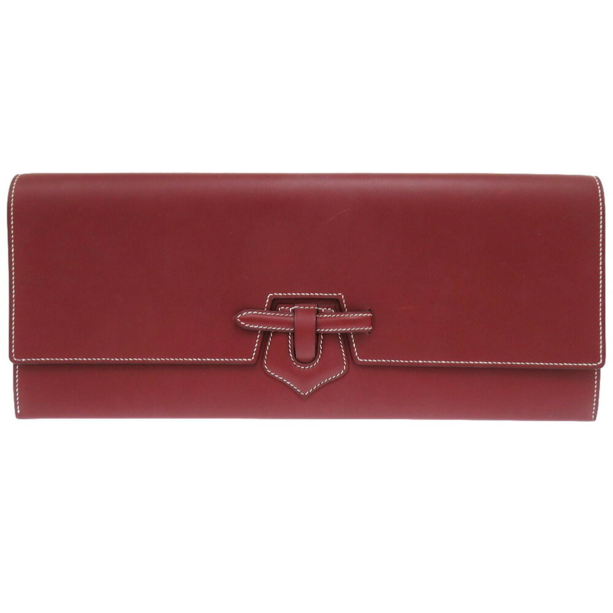 Hermes Veau Chamonix Rouge H J Stamped Clutch Bag Red 0473 HERMES