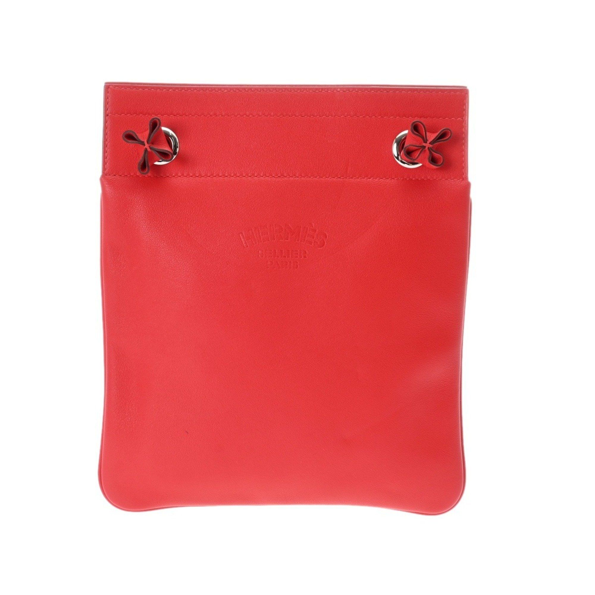 HERMES Sac Aline Mini Rouge Cou D Engraved (around 2019) Women's Swift Shoulder Bag