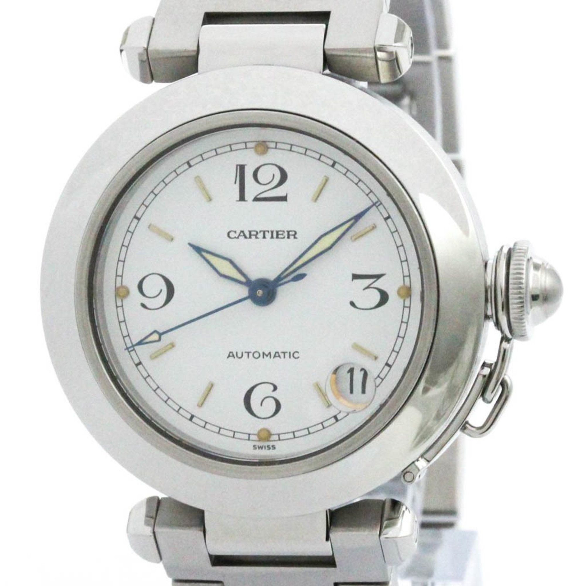 Polished CARTIER Pasha C Steel Automatic Unisex Watch W31015M7