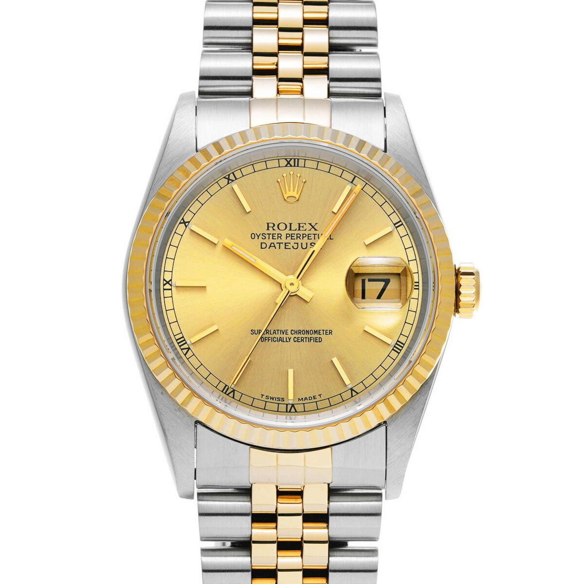 Rolex Datejust 16233 W serial number (manufactured around 1996) Champagne Men's Watch Automatic