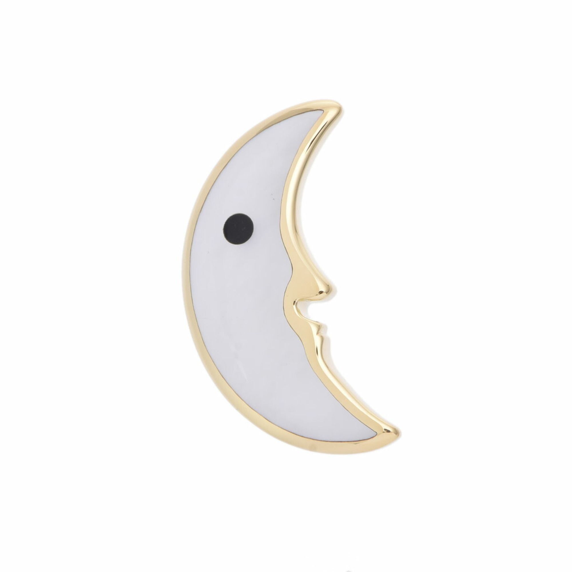 TIFFANY&Co. Tiffany Crescent Moon Motif Unisex K18 Yellow Gold Shell Brooch