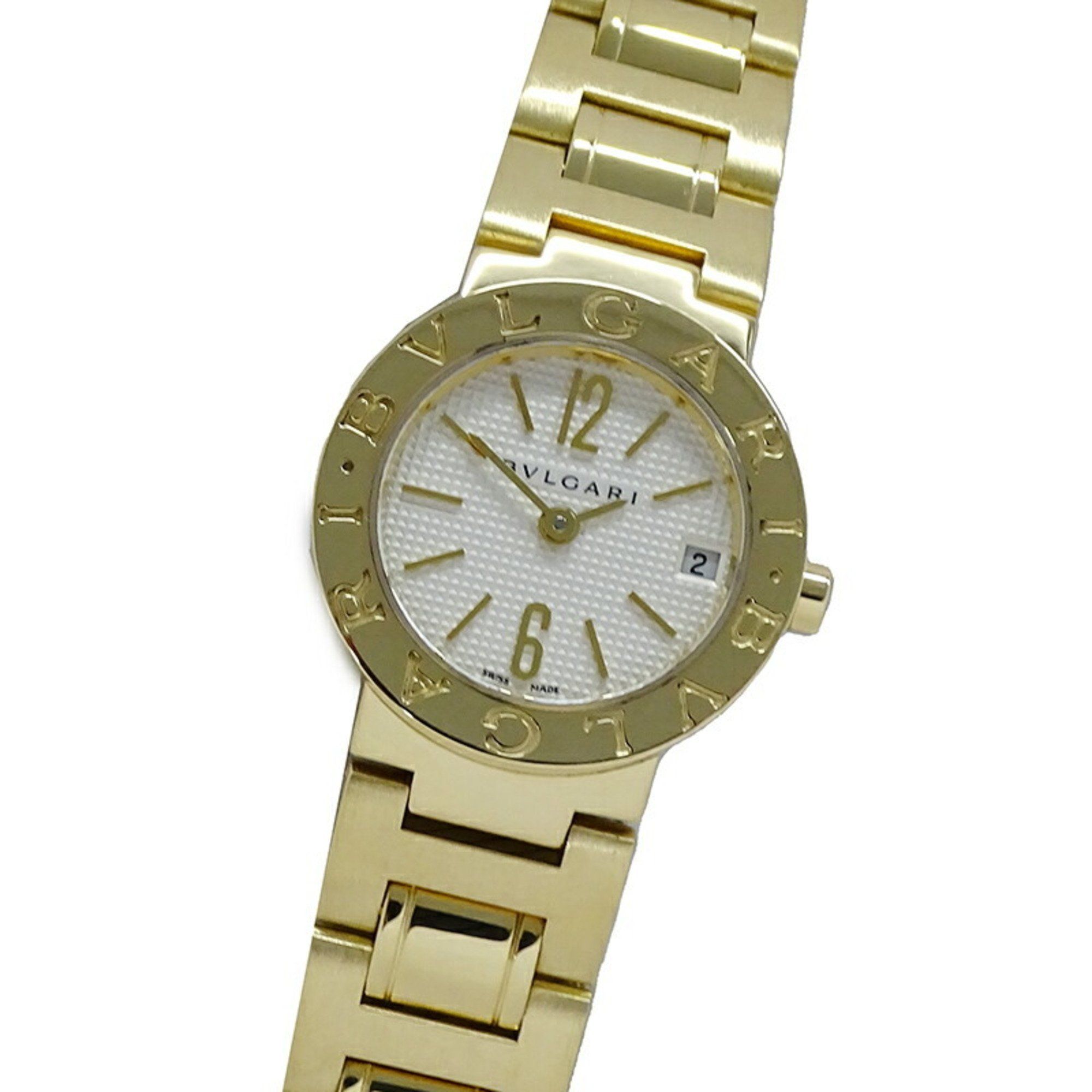 BVLGARI Women's Watch Date Quartz 750YG Solid Gold BB23GG White Round Polished