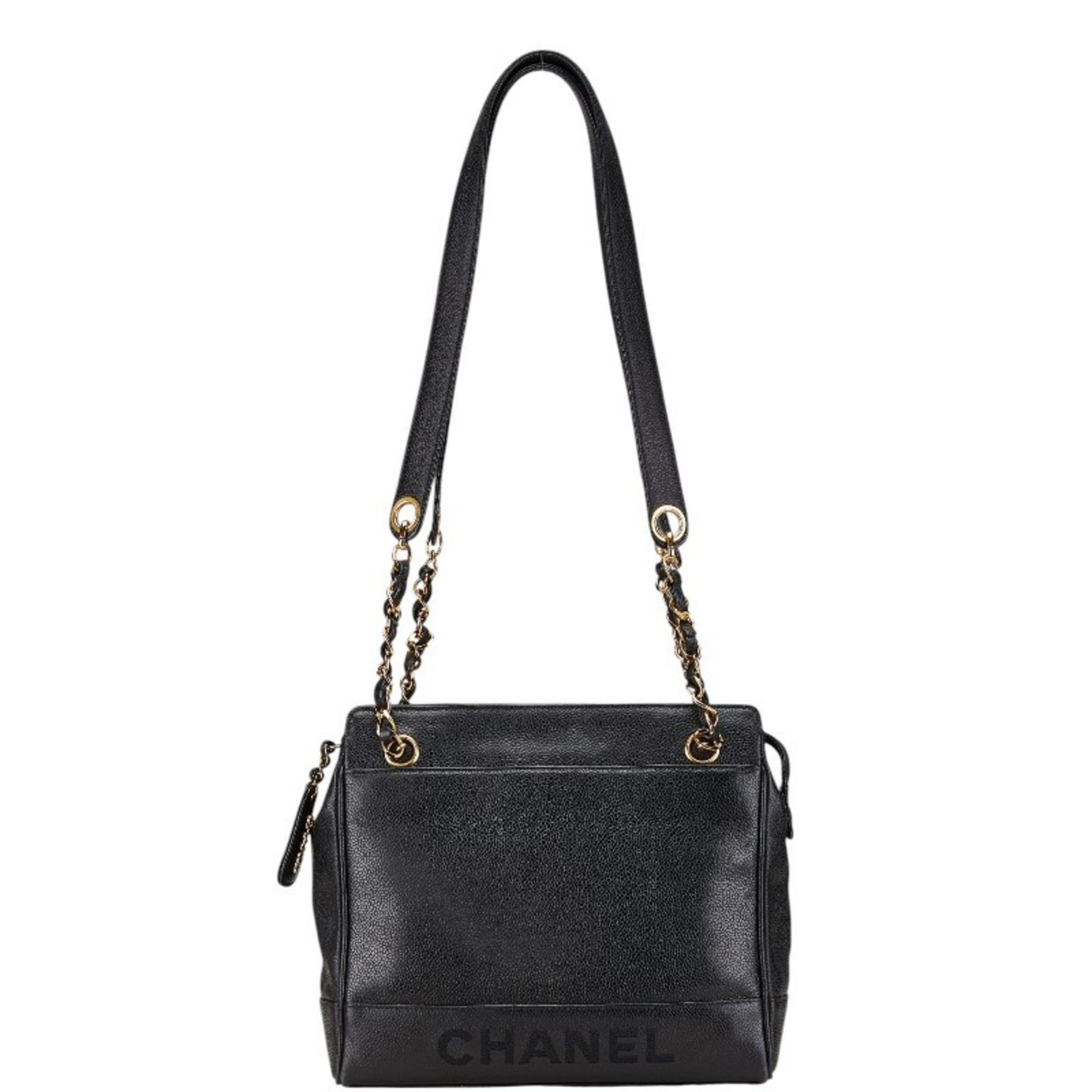 CHANEL Tote Bag Black Caviar Skin Women's