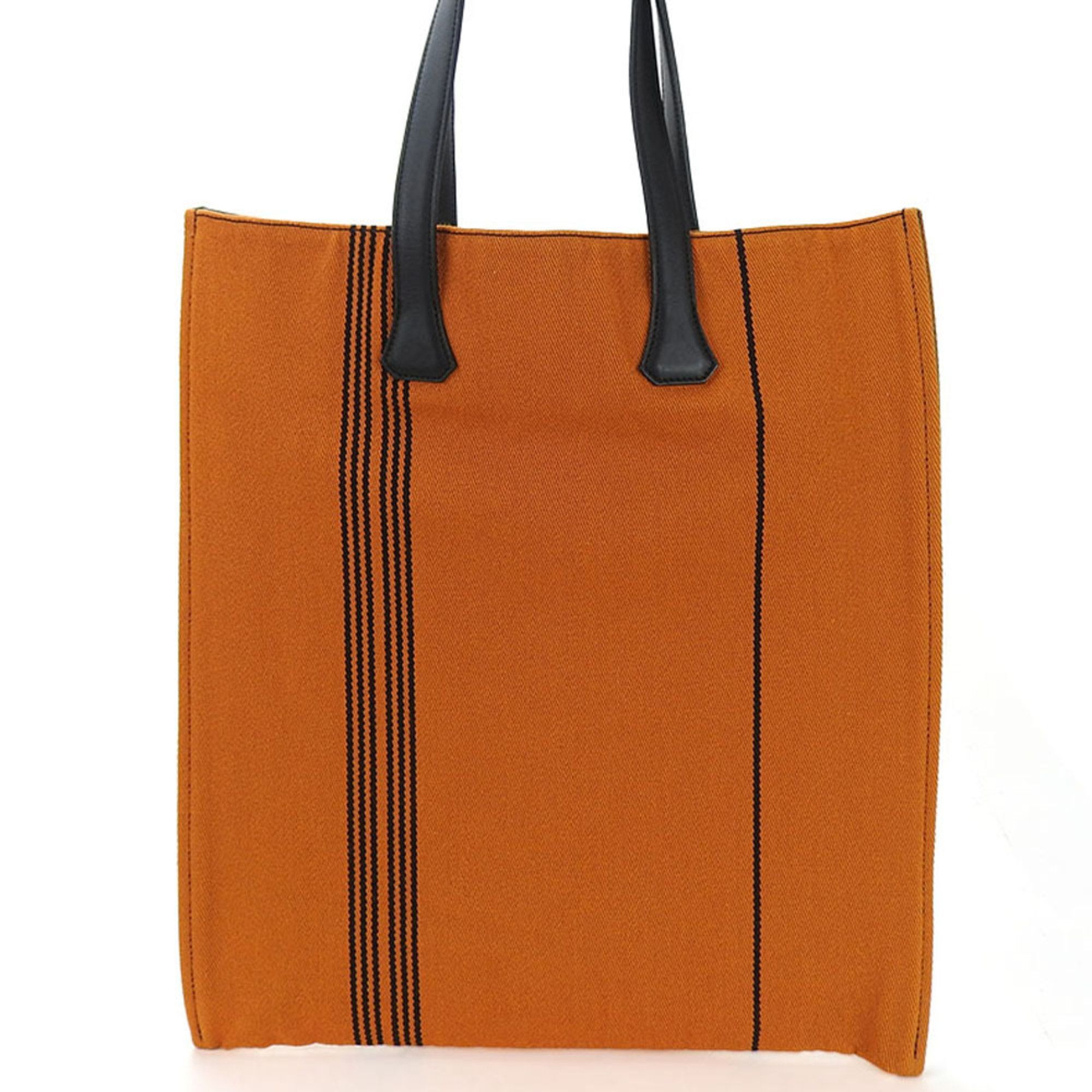 Hermes Tote Bag Potamos Cabas GM Orange Black Canvas Leather Unisex Women's Men's HERMES bag orange