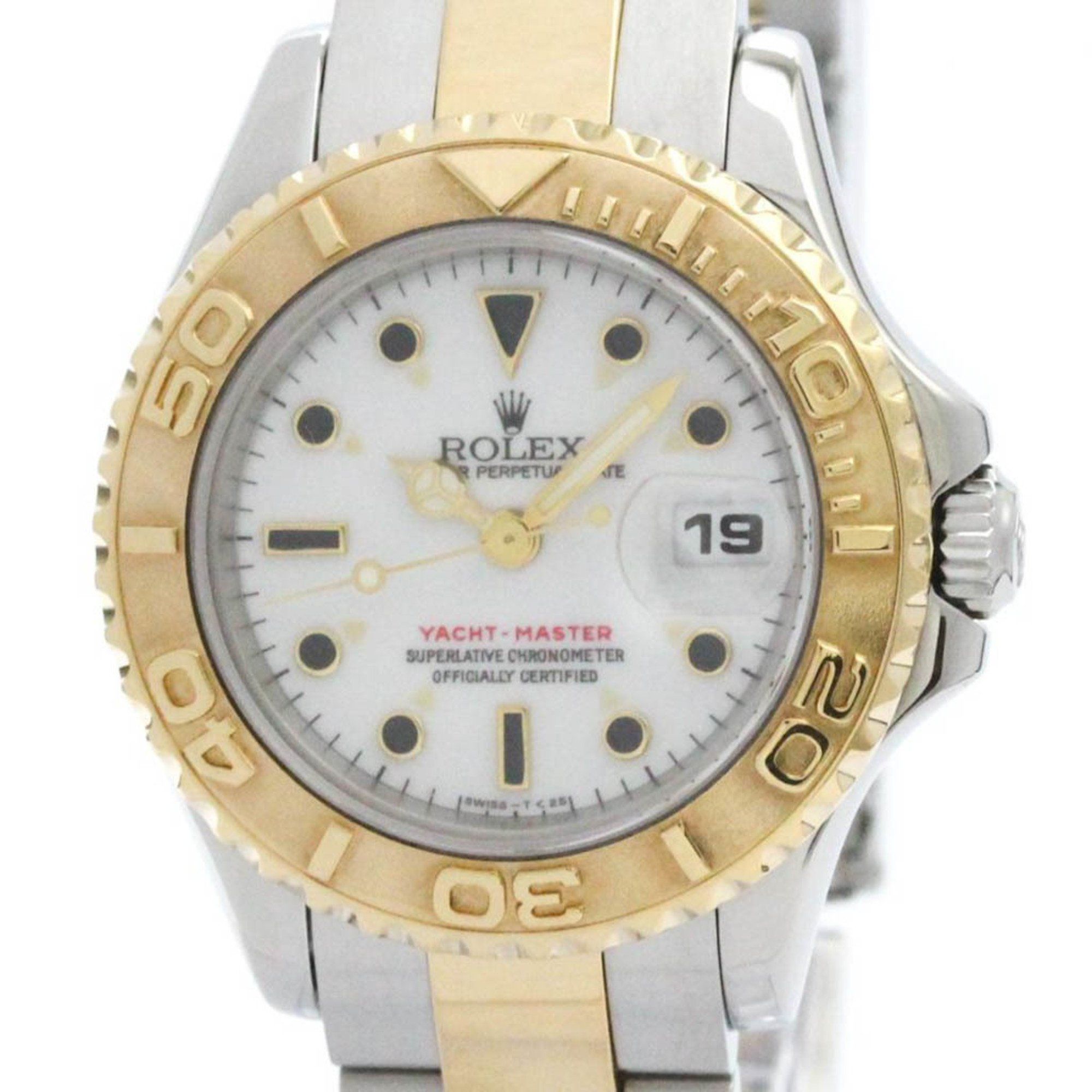 ROLEX Yacht-Master 69623 U Serial 18K Gold Steel Automatic Ladies Watch