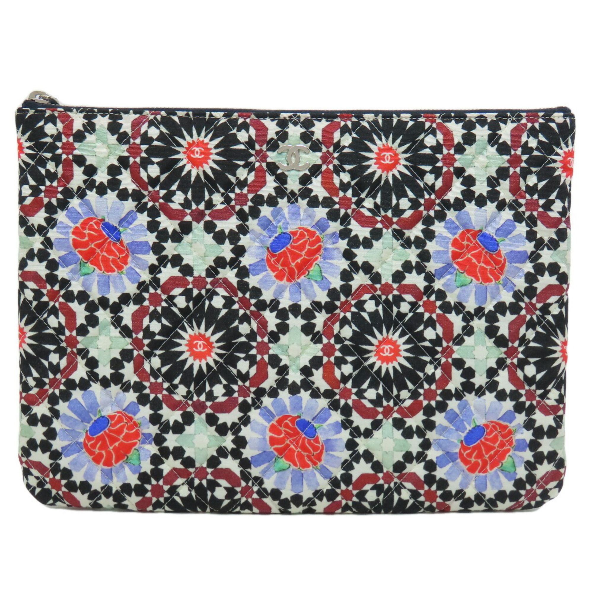 Chanel Matelasse Flower Pattern Pouch Clutch Bag Quilted Women's CHANEL