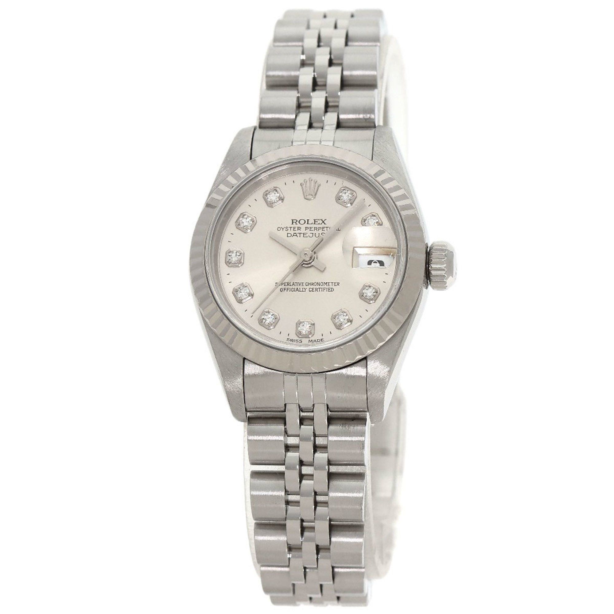 Rolex 69174G Datejust 10P Diamond Watch Stainless Steel SS K18WG Ladies ROLEX