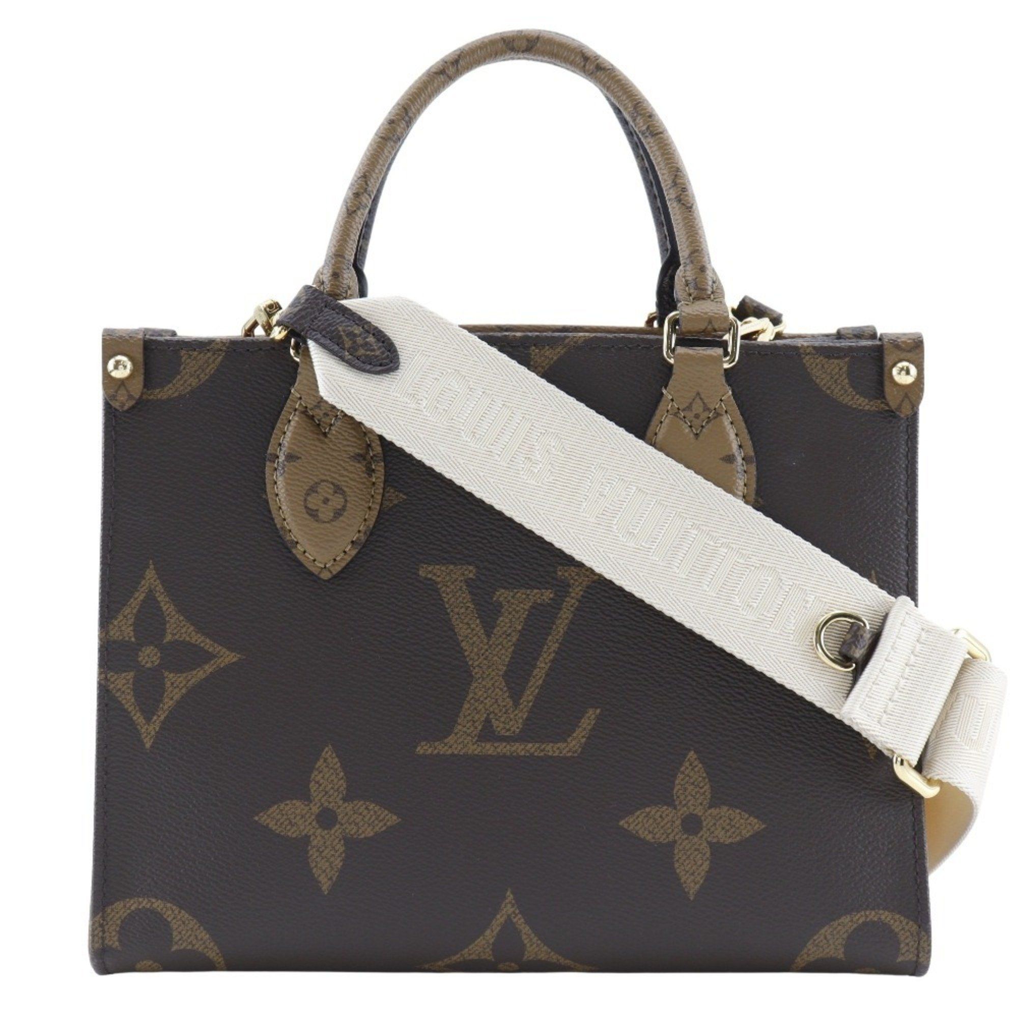 Louis Vuitton On the Go PM Handbag Monogram Giant Shoulder M46373 Canvas Brown 2way A5 Women's