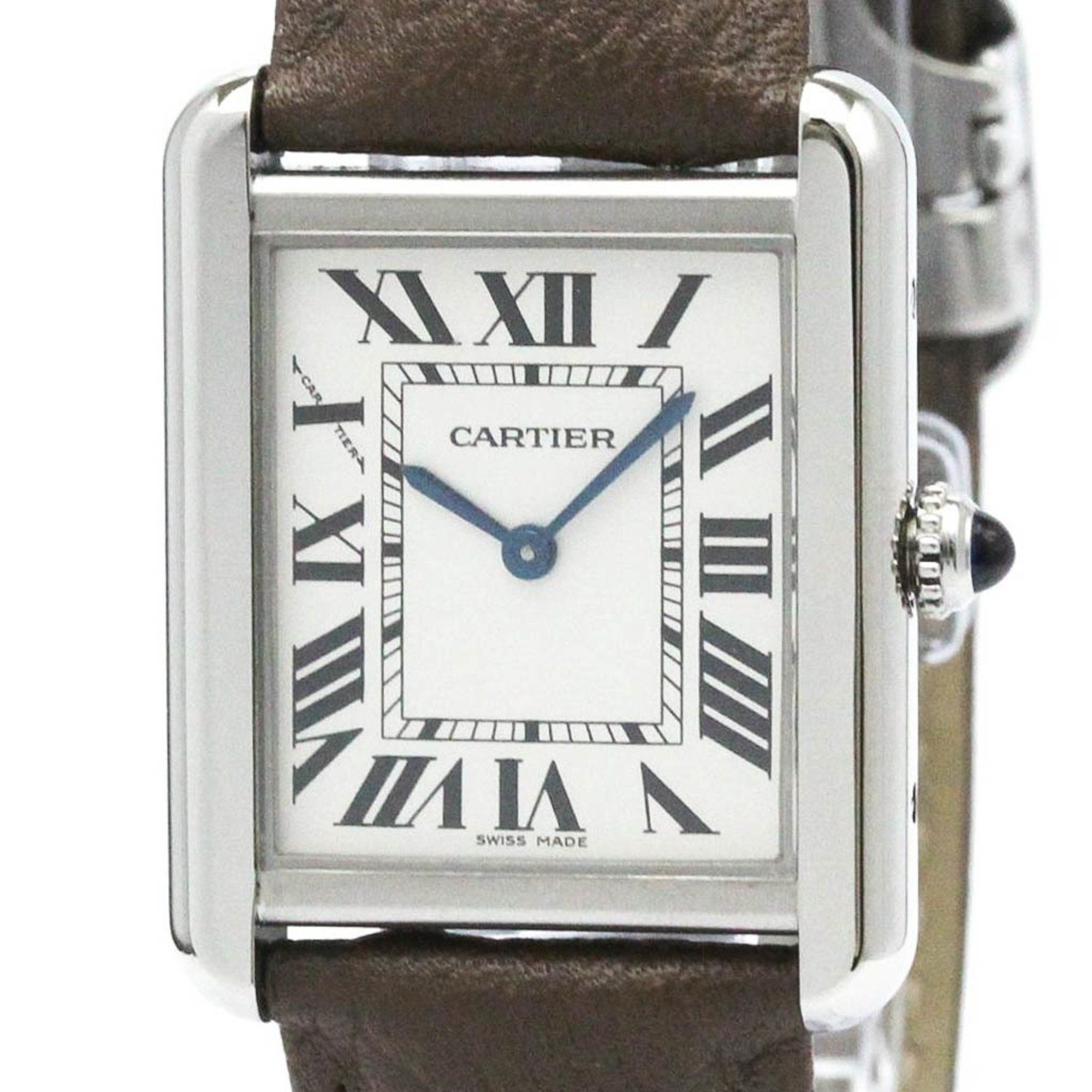 Polished CARTIER Tank Solo SM Steel Quartz Ladies Watch W5200005