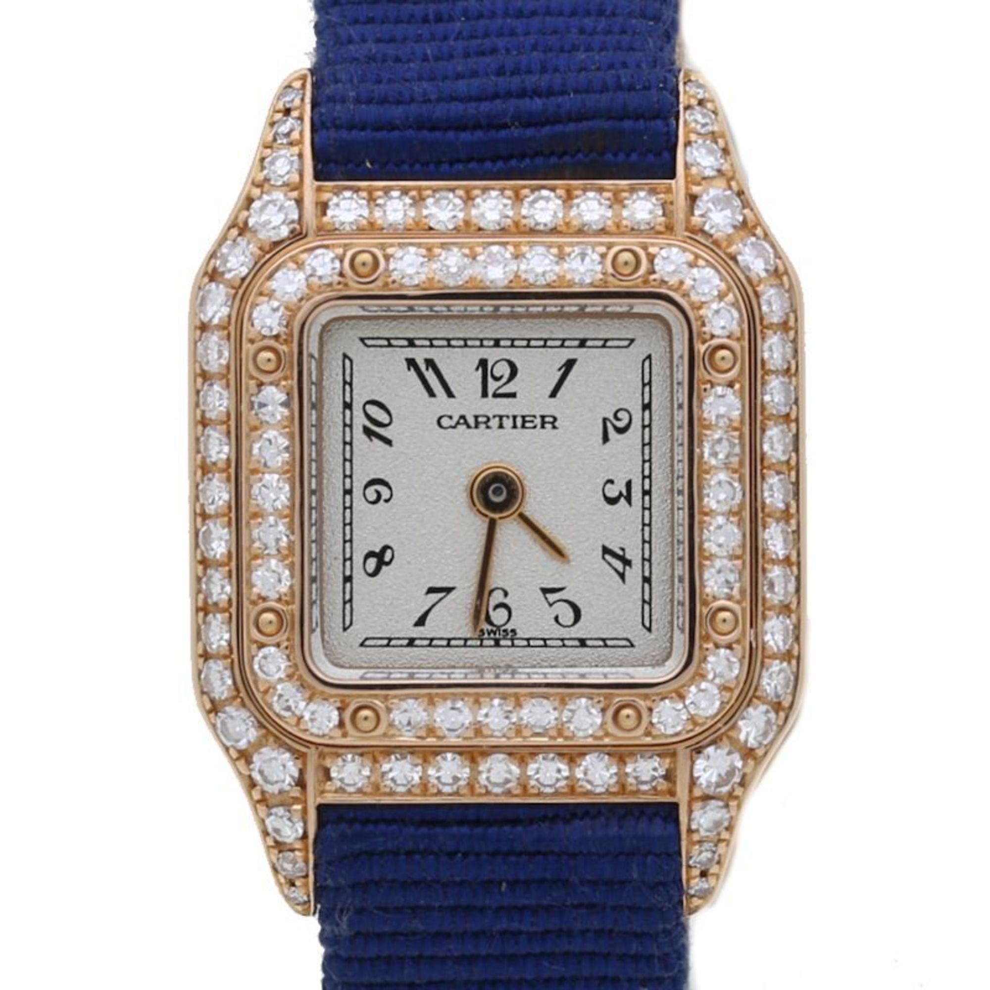 CARTIER Panthere WF318131 Double Diamond Bezel K18RG Rose Gold x Nylon Women's 39713 Watch