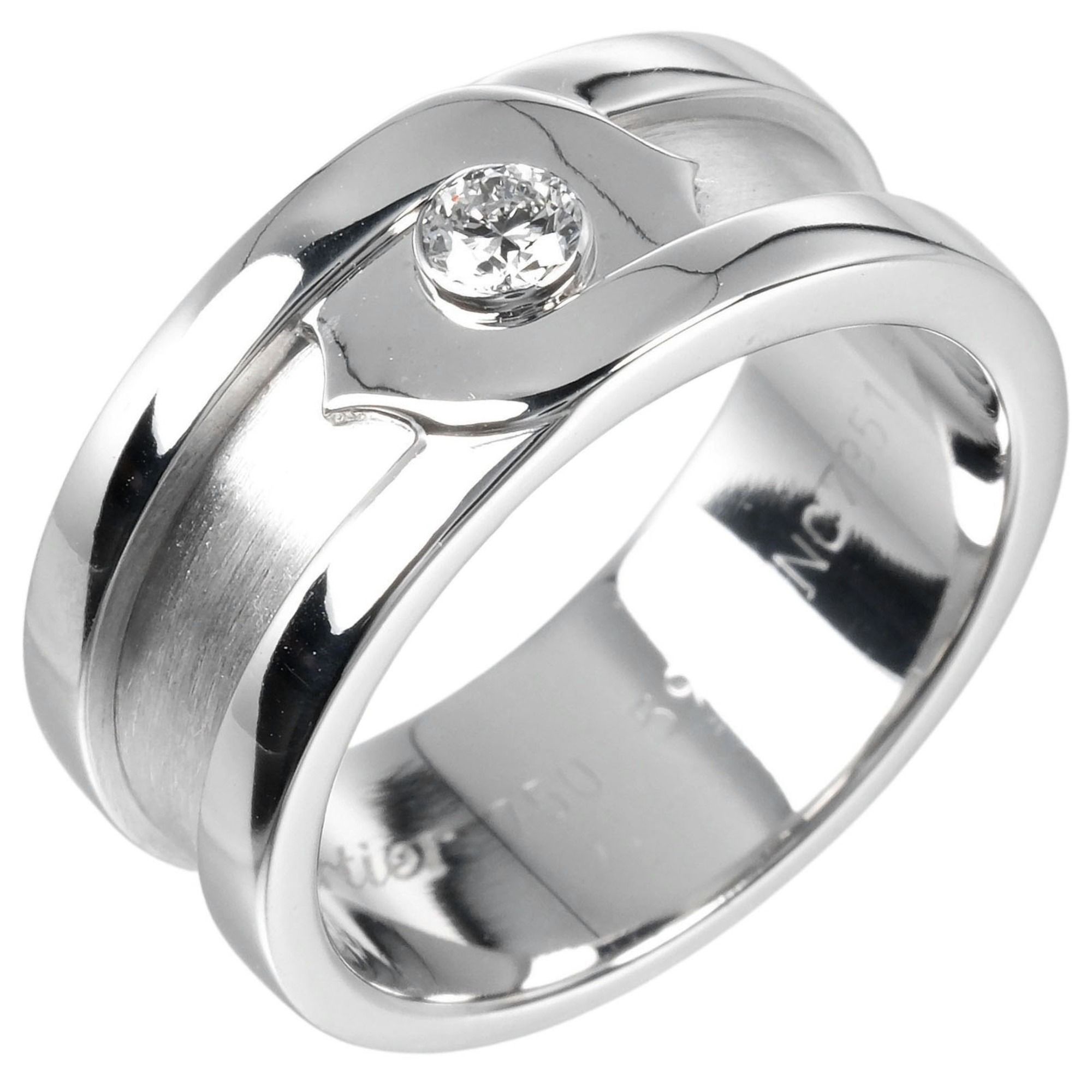 Cartier 2C size 19 ring, K18WG white gold, 1 diamond, approx. 13.5g