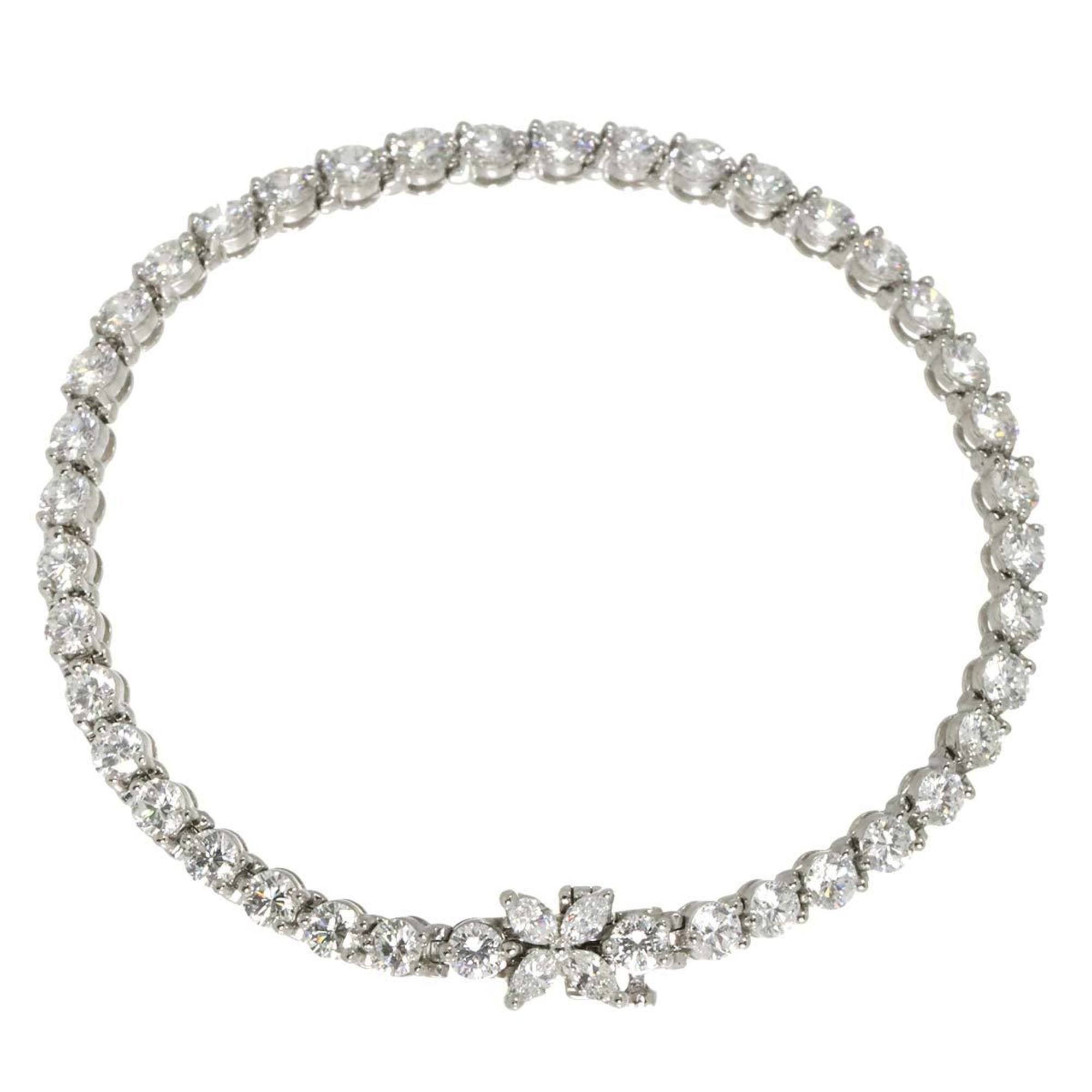 Tiffany & Co. Victoria Line Diamond Bracelet 17cm Pt Platinum Flower