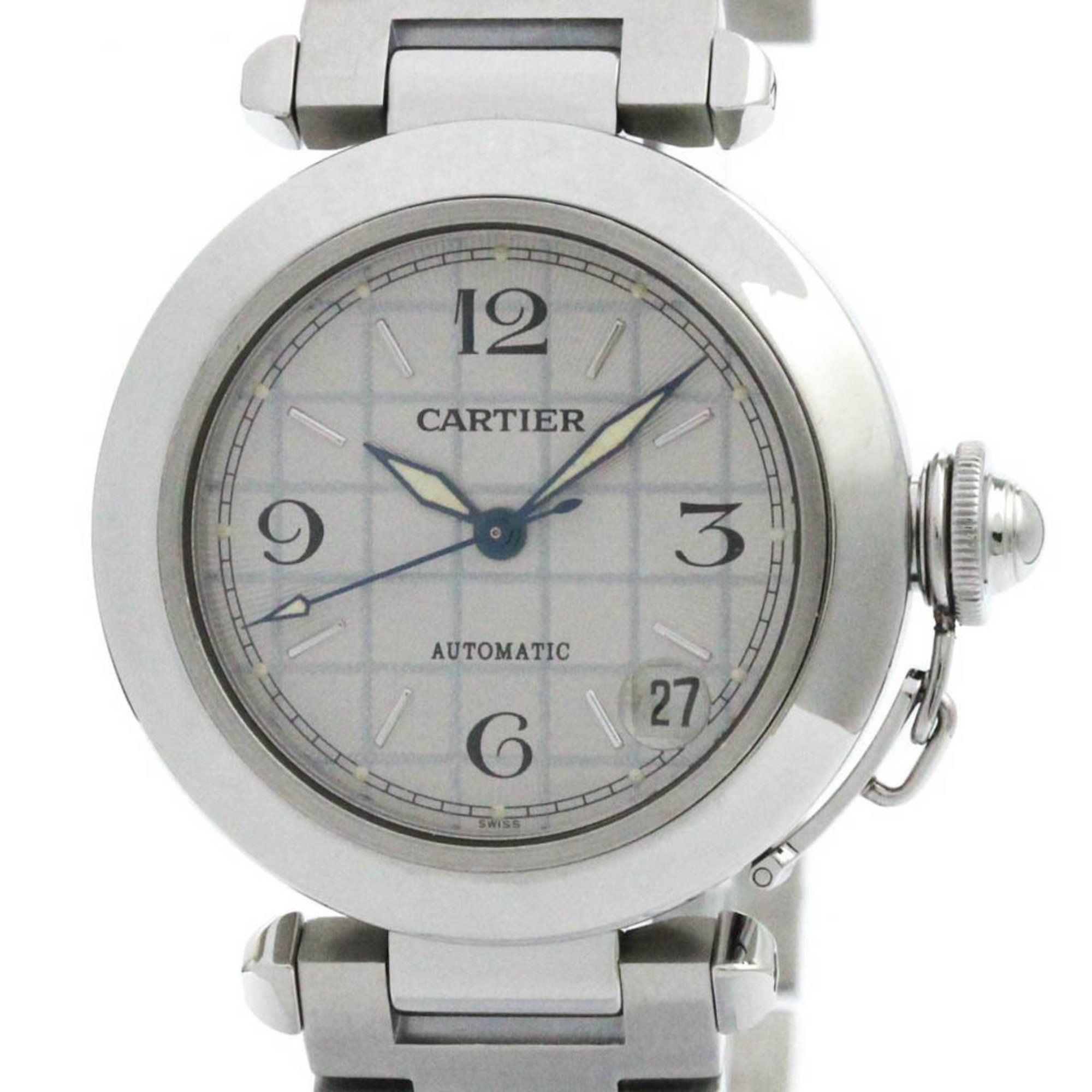 Polished CARTIER Pasha C Steel Automatic Unisex Watch W31023M7