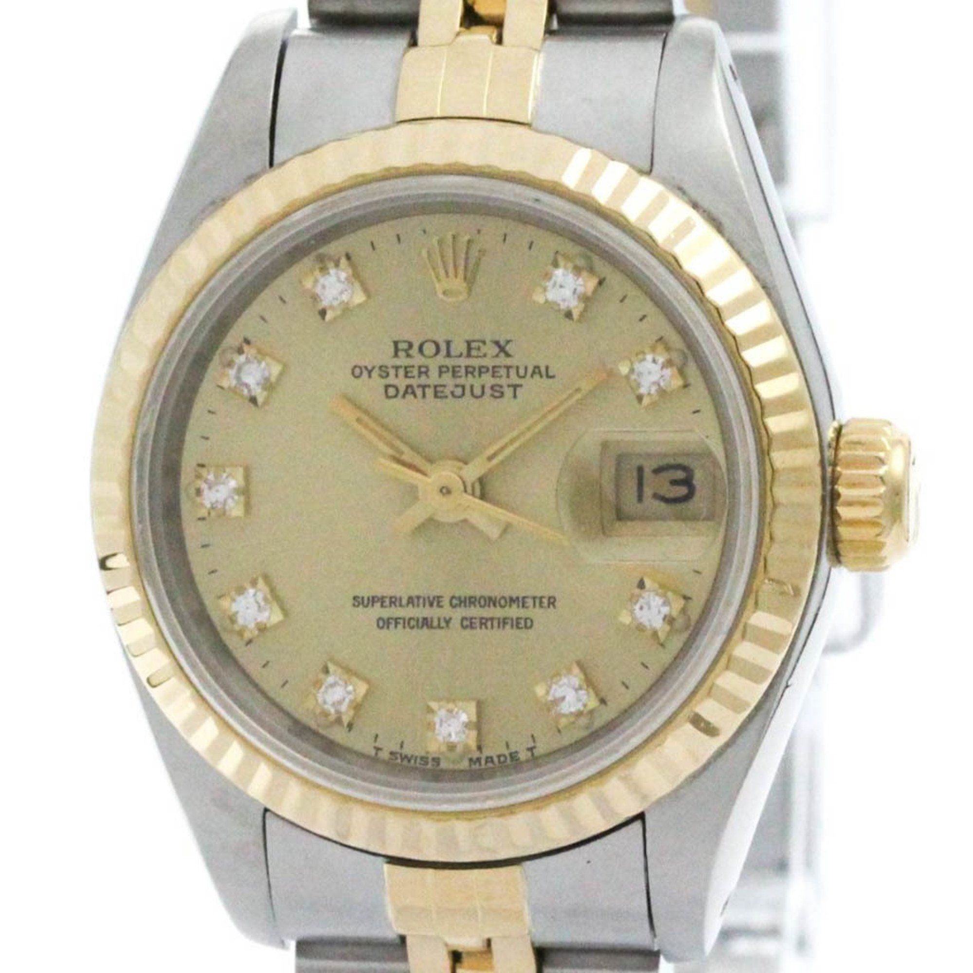 Polished ROLEX Datejust 69173G L Serial Diamond 18K Gold Steel Watch