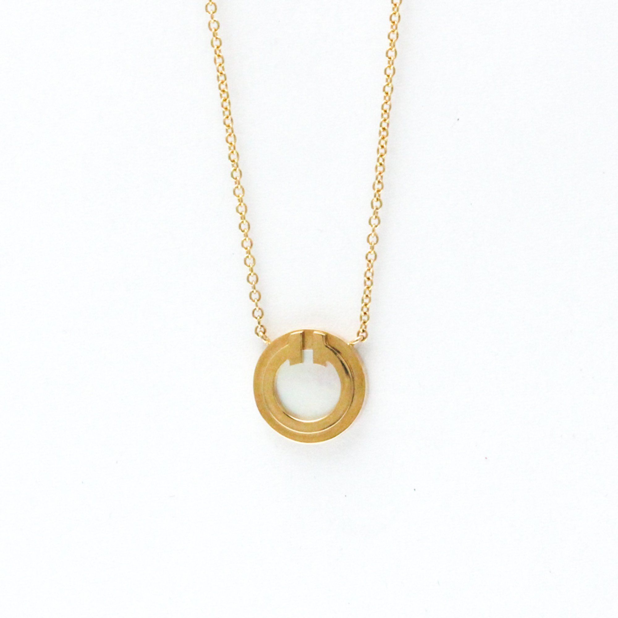 Tiffany T Two Circle Necklace Pink Gold (18K) No Stone Men,Women,Unisex Fashion Pendant Necklace (Pi