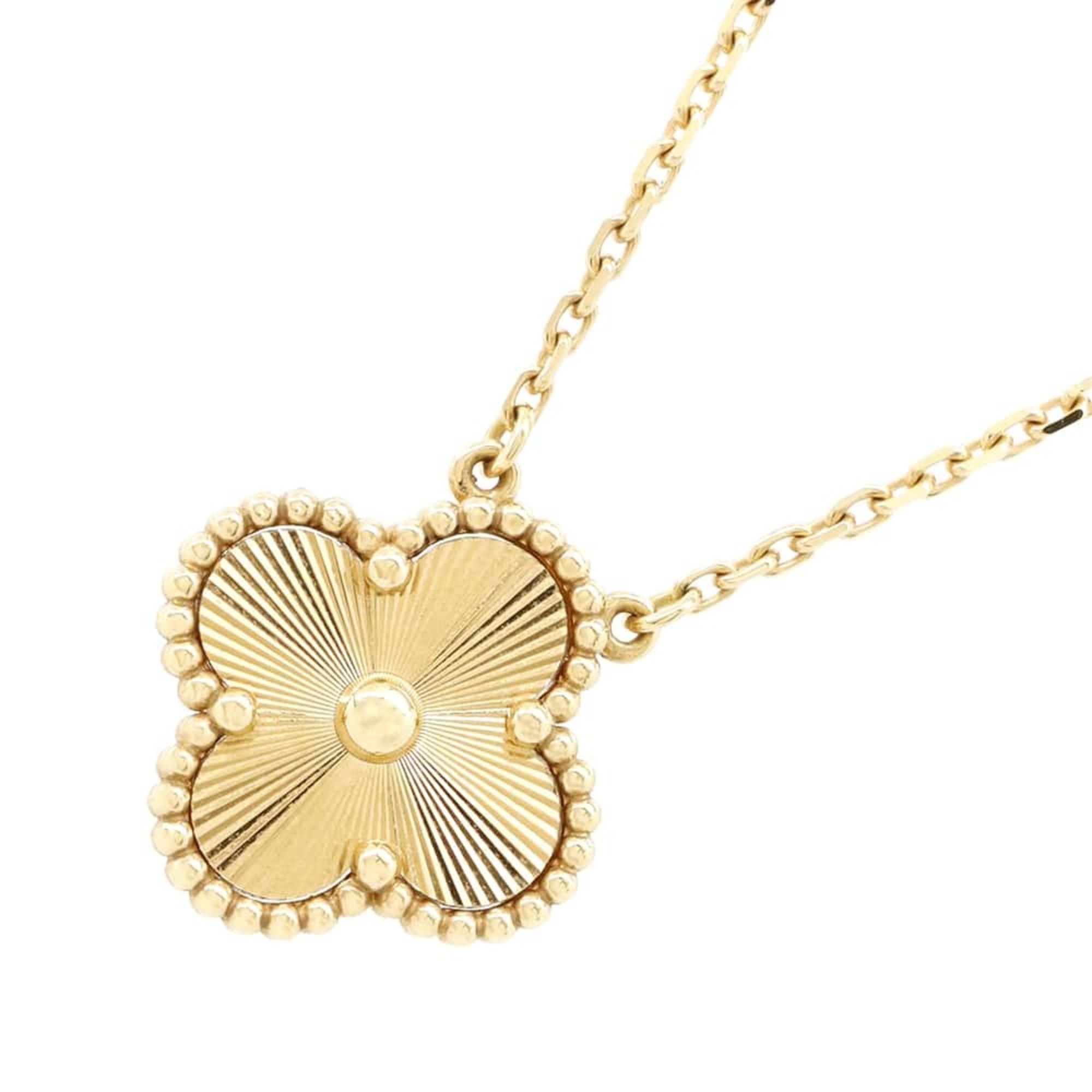 Van Cleef & Arpels Necklace Alhambra Pendant Guilloché K18YG Yellow Gold VCARP4KL00