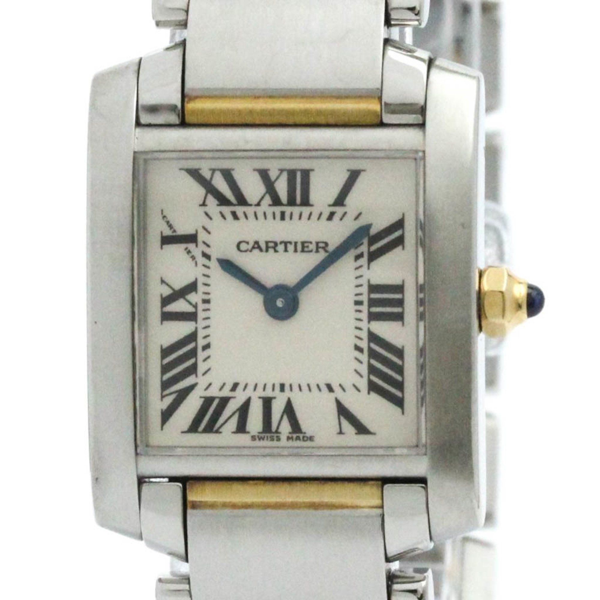 Polished CARTIER Tank Francaise 18K Gold Steel Ladies Watch W51007Q4
