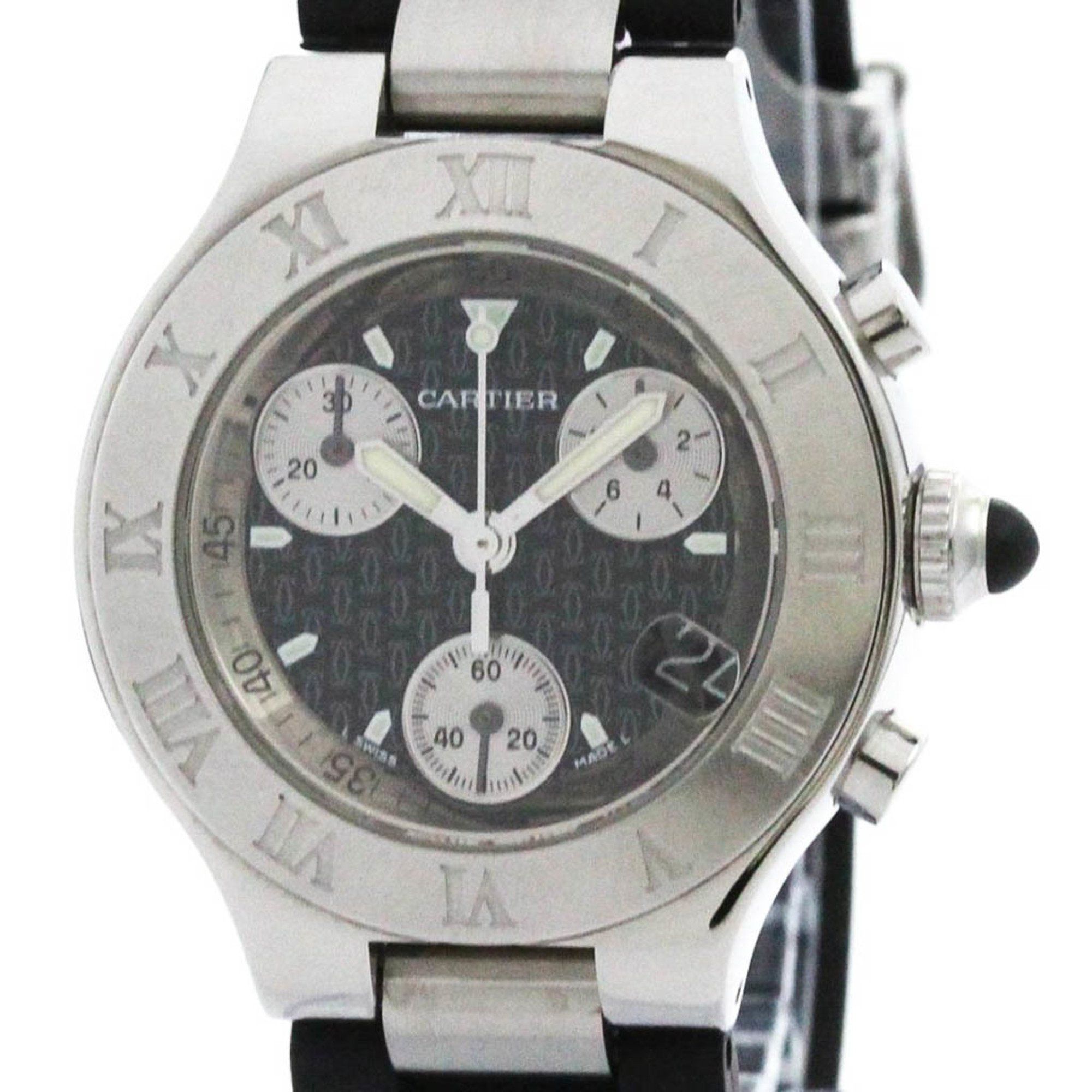 Polished CARTIER Must 21 Chronoscaph Steel Quartz Ladies Watch W10198U2