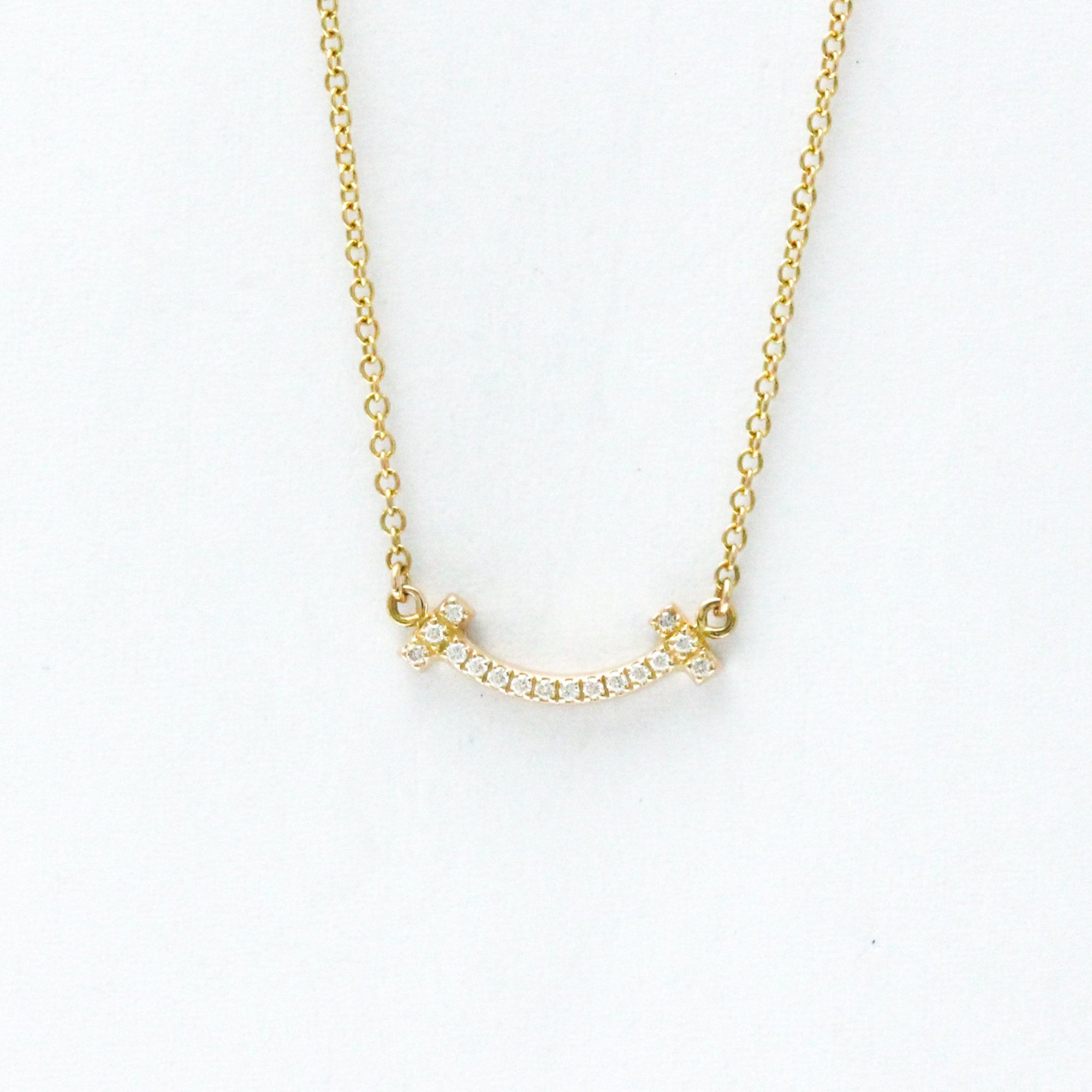 Tiffany T Smile Mini Diamond Necklace Pink Gold (18K) Diamond Men,Women Pendant Necklace